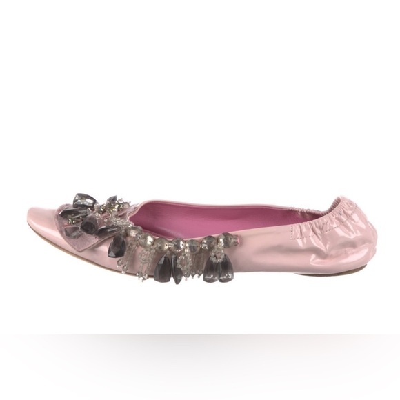 LOUIS VUITTON Crystal Embellishment Pink Leather Ballet Flats Size IT38 VGUC - Picture 4 of 6